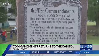 'Ten Commandments' monument restored to Kentucky Capitol grounds