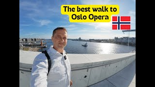 A guide to the best city walk in Oslo, Norway. You can walk on the top of the Opera.