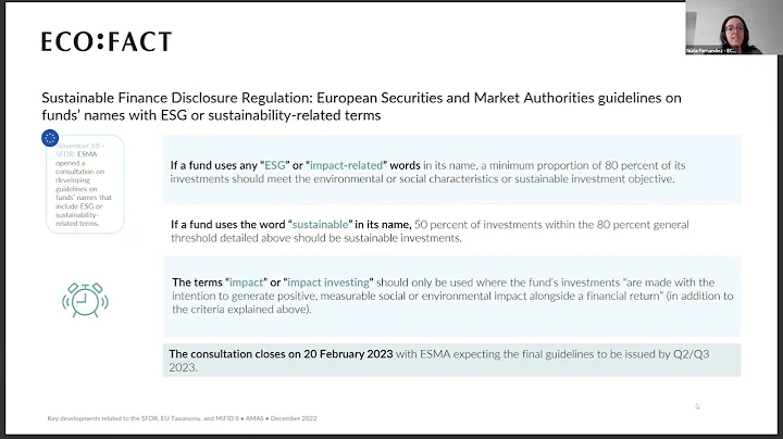 EU Sustainable Finance Regulation Webinar – Developments related to SFDR, EU Taxonomy and MIFID II