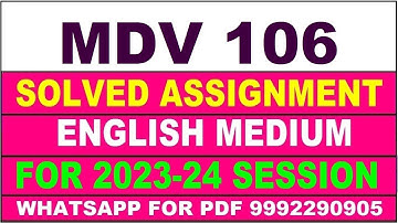 mdv 106 solved assignment 2023-24 | mdv 106 solved assignment in english 2024 | mdv 106 2024