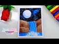Cómo dibujar un Paisaje de Noche con acuarelas - Paso a paso fácil