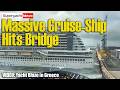 VIDEO: MASSIVE Cruise-Ship Breaks Moorings, Hits Bridge | Marine News Ep644