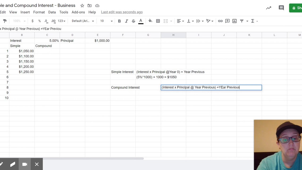 Simple and Compound Interest - Business - Google Sheets