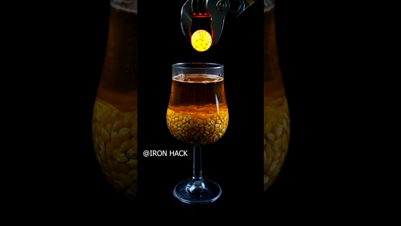 Red Hot Metal Ball Vs Popcorn + Glass #asmrsounds #satisfying #shorts #shortvideo