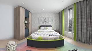 غرفة نوم اطفال مودرن( بيج فاتح في رمادي)   ـ Modern Kids bedroom