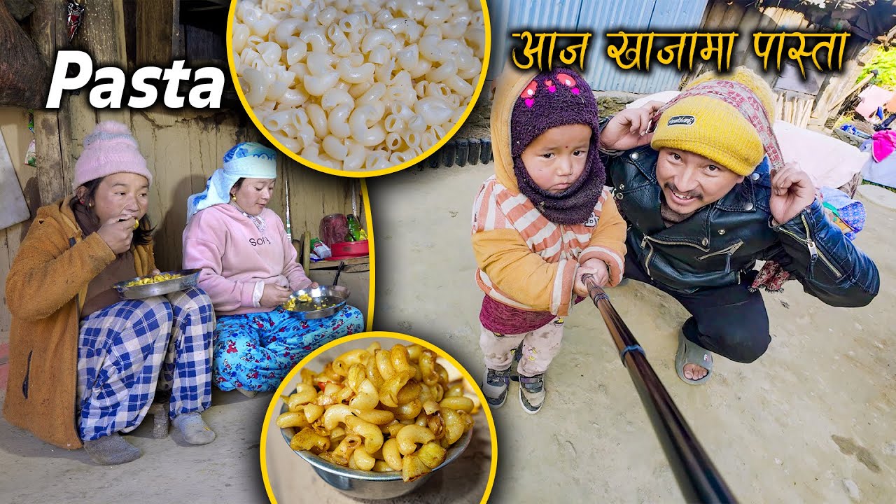 Pasta recipe cooking & eating in a Plain village-style || Nepali Pasta recipe |  Nepali Village vlog