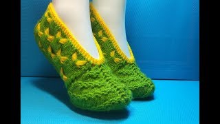 картинка: Вязание спицами домашние тапочки #187