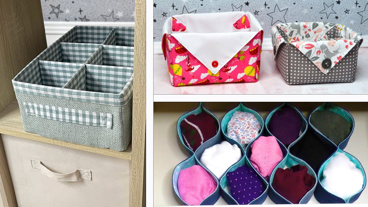 3 DIY convenient & simple Fabric Storage Boxes for household Items // Step-by-step Tutorial