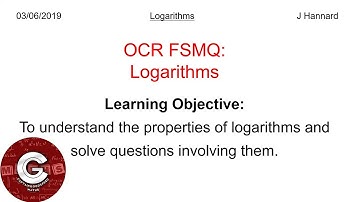 OCR FSMQ Additional Mathematics (New Spec) | Lesson 21: Logarithms (+ Log Laws)