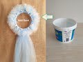 DIY Making Baby Room Decor with Plastic Bucket,Recycle,Door Wreath,Yoğurt Kovasından Kapı Süsü