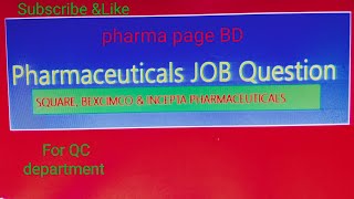Video-12#Pharmaceuticals Job Related most Important Question (Top leading company)