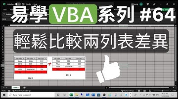 易學VBA系列 #64 : 輕鬆比較兩列表差異 👍. Easily identify the differences between two lists