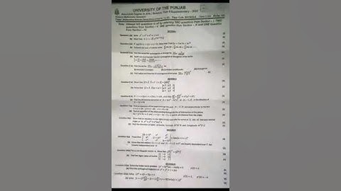 University of punjab bsc supply paper of ADS ADP MATH B COURSE part 2 2022