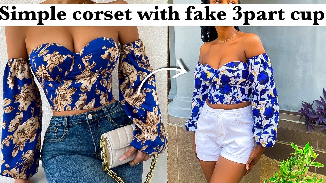 【AMERI】FAKE BUSTIER PETIT KNIT How to make a simple corset top with a fake 3 part cup. - YouTube