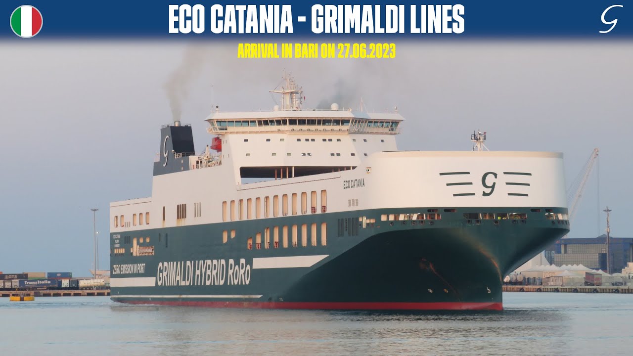 Arrival of RoRo ECO CATANIA, Bari (Grimaldi Lines) - HD 1080p [View at sunset]