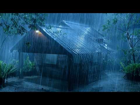 Fall Asleep FAST In 3 Minutes (NO ADS) Intense Thunder & Torrential Rain on Tin Roof in the Forest