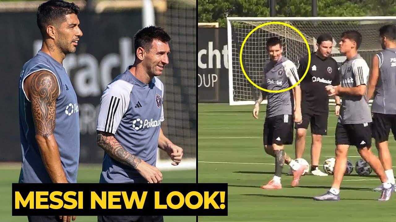 Messi shows off his NEW LOOK on his return to training group ahead ...