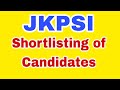 JKP SI Shortlisting of Candidates