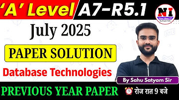 A Level Database Technologies (A7 R5) | NIELIT A Level Question Paper A7 R5 #newideasyt