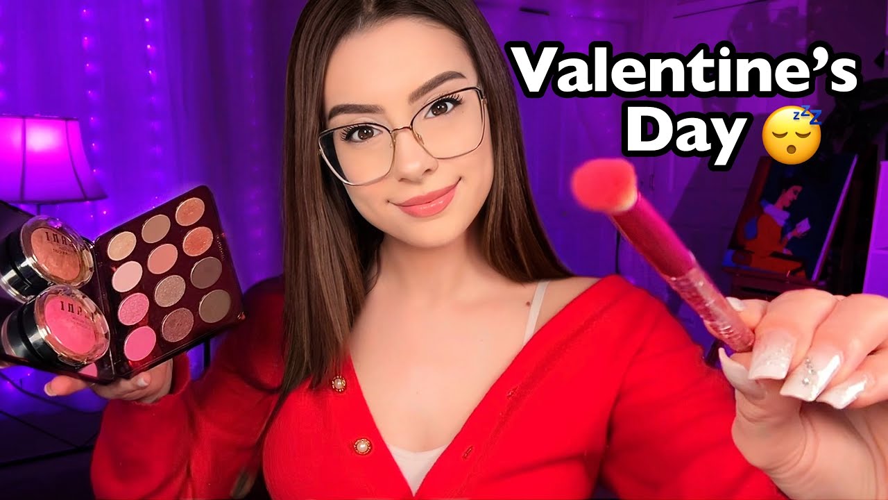 ASMR Valentine’s Day Makeup 💄 Romantic Celebrity Look for Sleep & Relaxation 💕