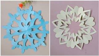 Paper Snowflake with Hearts | Step by Step Paper Cutting for Beginners*Paper Heart Snowflake  ❄️