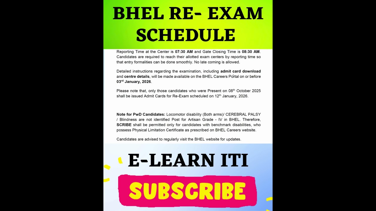 BHEL Re-Exam Schedule 2025 Out | New Exam Dates Released | BHEL Latest Update | 