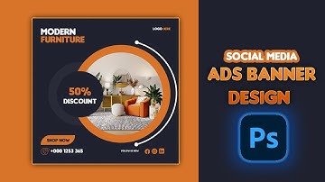 Social Media ads banner design for furniture sale | Adobe Photoshop CC Tutorial