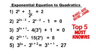 Exponential Equations That Lead to Quadratics You Must Know for Exam Success |WAEC, IGCSE, GCE #math