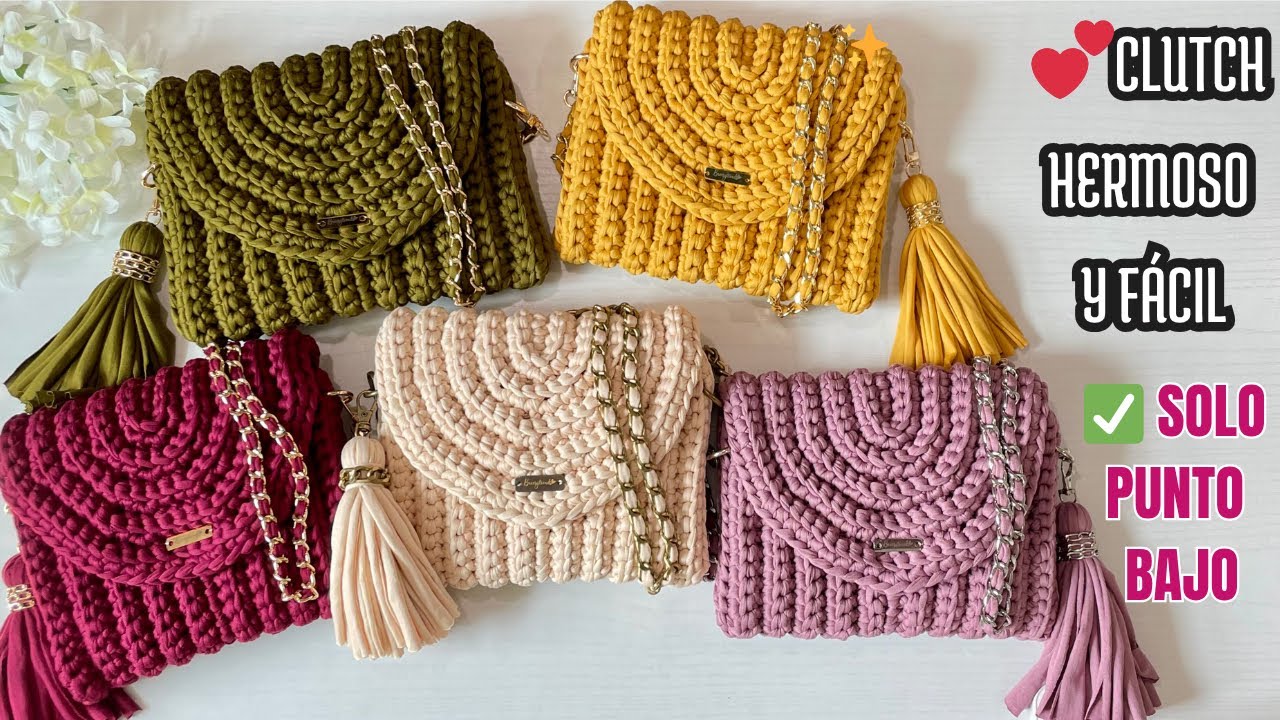 👜Clutch elegante hecho con solo punto bajo 💕 | Tutorial paso a paso
