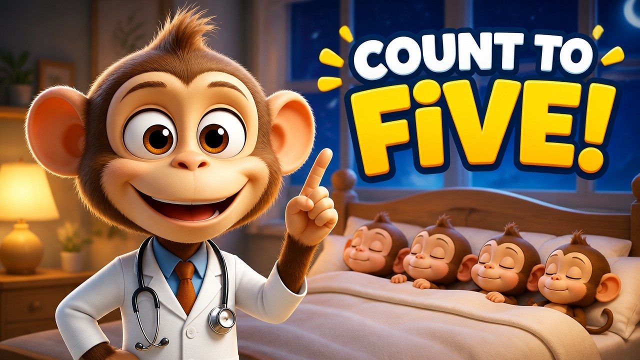 Five Little Monkeys 🐒 | Calm Counting Song for Kids (0–6 Years) - YouTube