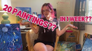 the MOST paintings I have ever done in a week- I painted HOW MANY moons??? 
