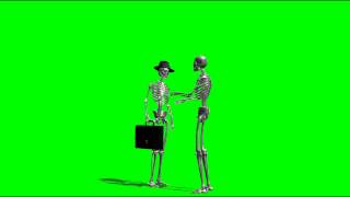 skeleton businessman talking green screen - free use