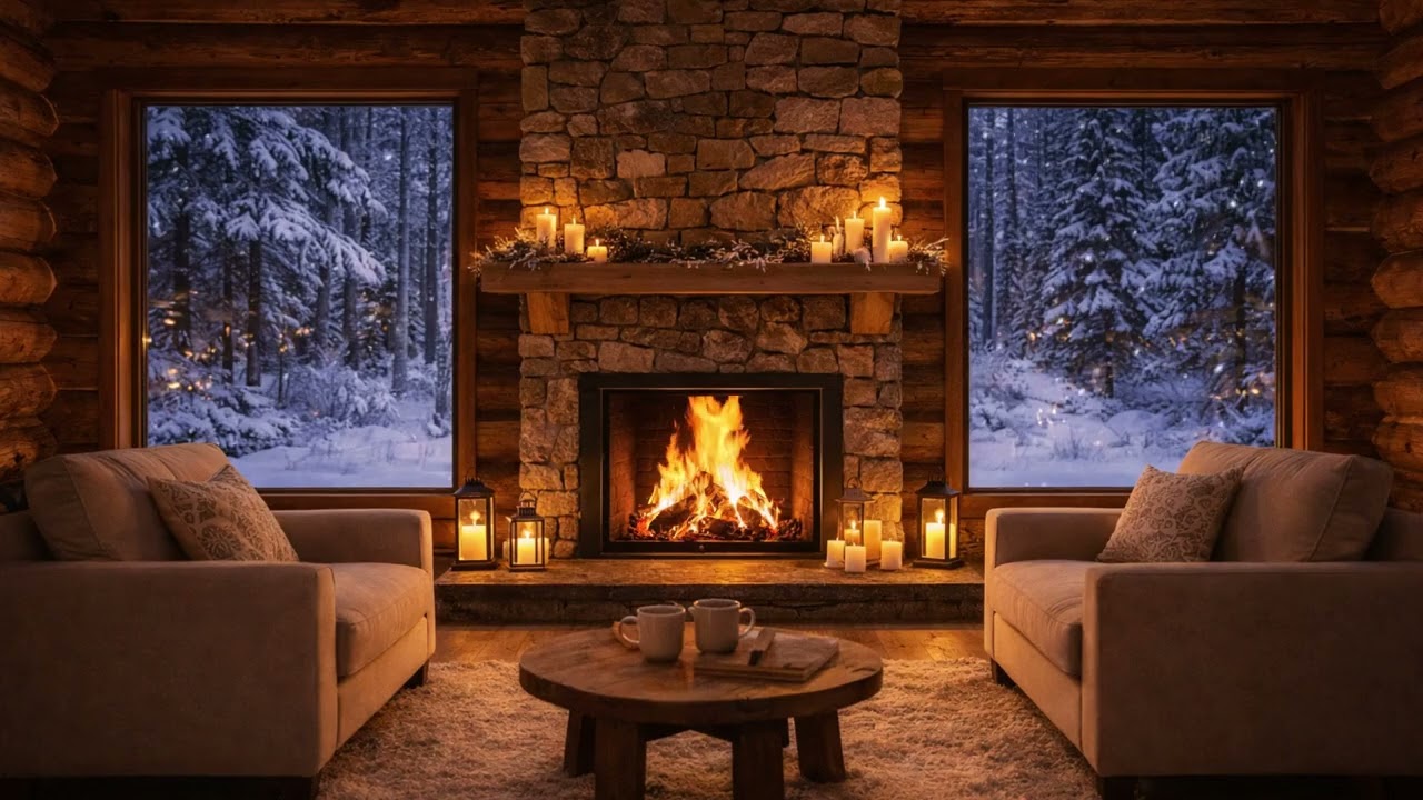 Fireside Comfort on a Winter Evening ❄️ Cozy Cabin Ambience