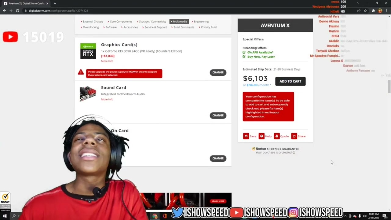 Ishowspeed Using Computer IShowSpeed Looks For A New Pc - YouTube
