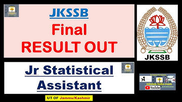 Jr Statistical Assistant Result OUT || JKSSB Exams