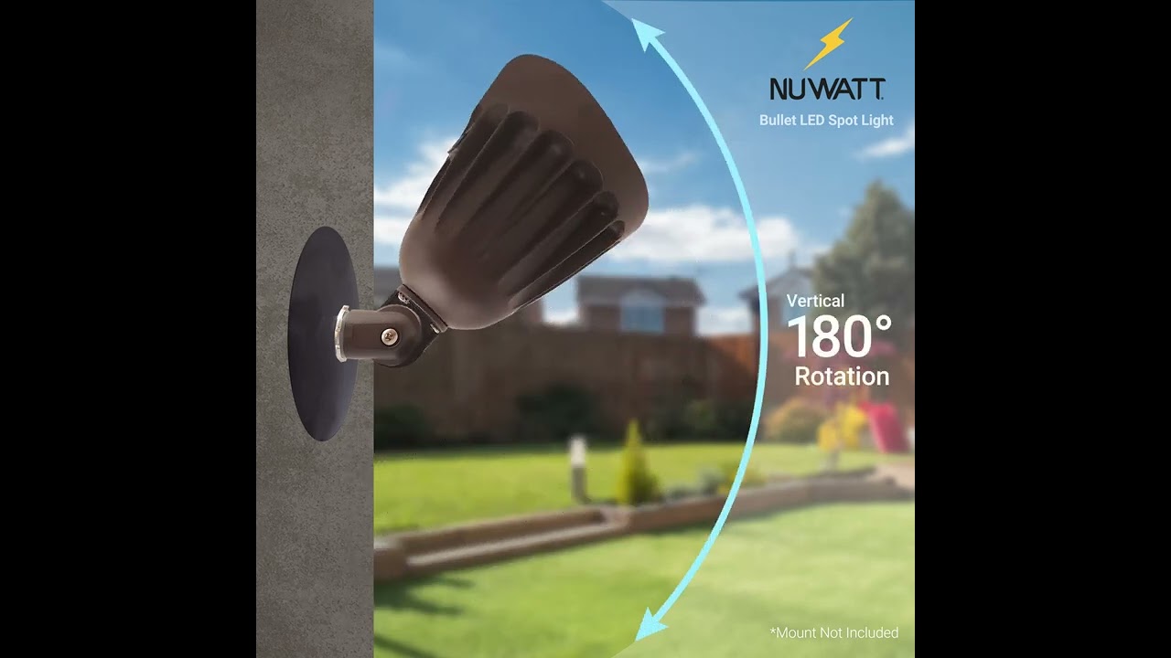 NuWatt LED Bullet Spotlight Flood Light 180 Degree Knuckle Mount Feature