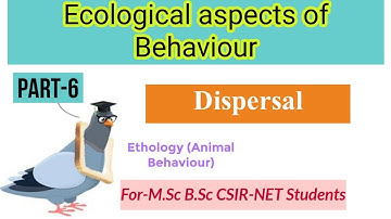 Part-6 Ecological aspects of Behaviour|Dispersal|Ethology|M.sc CSIR-NET