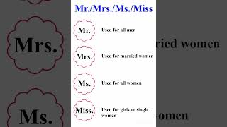 correct use of Mr, Mrs , Ms or Miss...