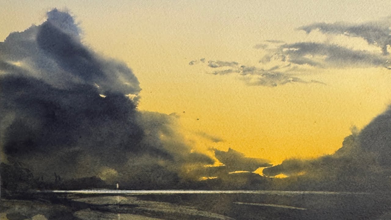 Как нарисовать эти прекрасные, мягкие закатные небеса акварелью!