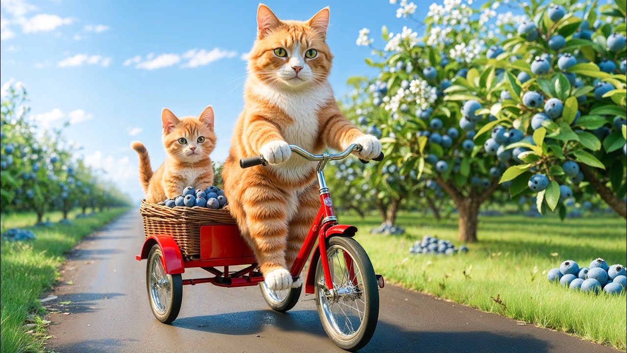 Mama Cat Harvest Blueberry To Make Jam & Makes Tiger Hat For Kittens At Home 🐾🧶🥚