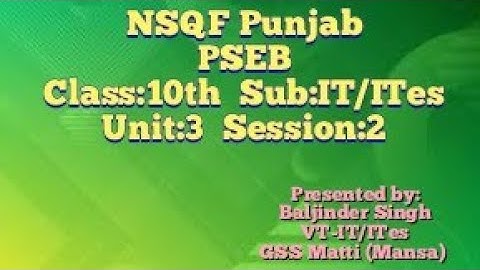NSQF Punjab  IT/ITes L2 Unit 3 Session 2
