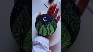 Starry night painting / Easy painting / Leaf imprints painting / Forest painting / #acrylicpainting