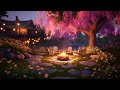 Cozy spring night ambience with campfire  fireplace sounds  sleep ambience