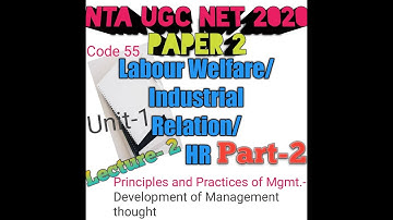 NTA Ugc Net Paper -2 Labour welfare|||Unit-1,Part 2||Development of Management thoughts (FWTaylor)