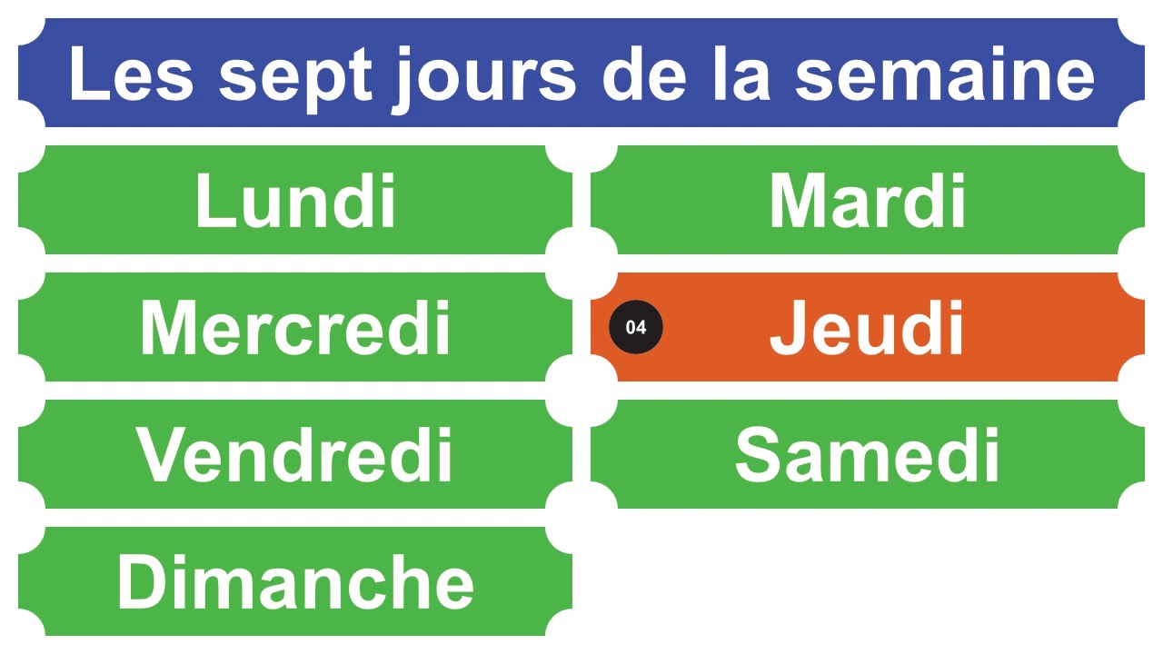 Les sept jours de la semaine. YouTube Les sept jours de la semaine. YouTube