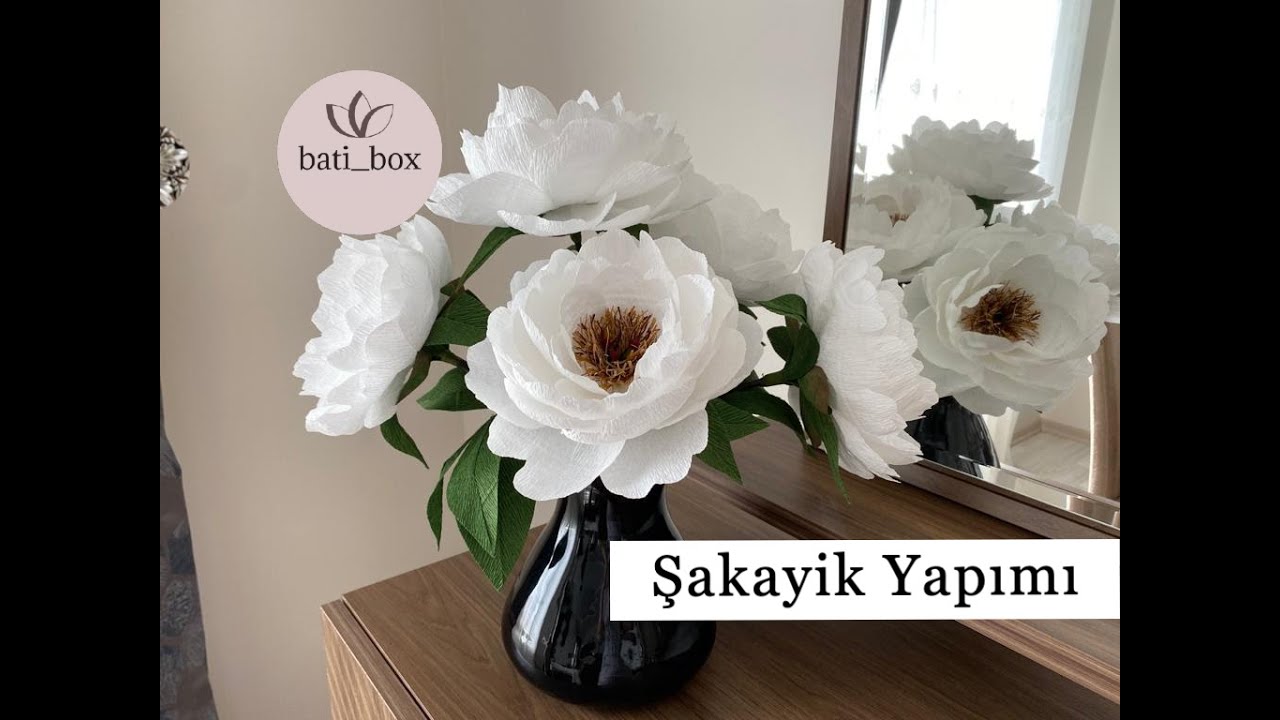 Krapon Kağıdından Şakayik çiçek yapımı Peonis/Peony From Crepe Paper Flowers