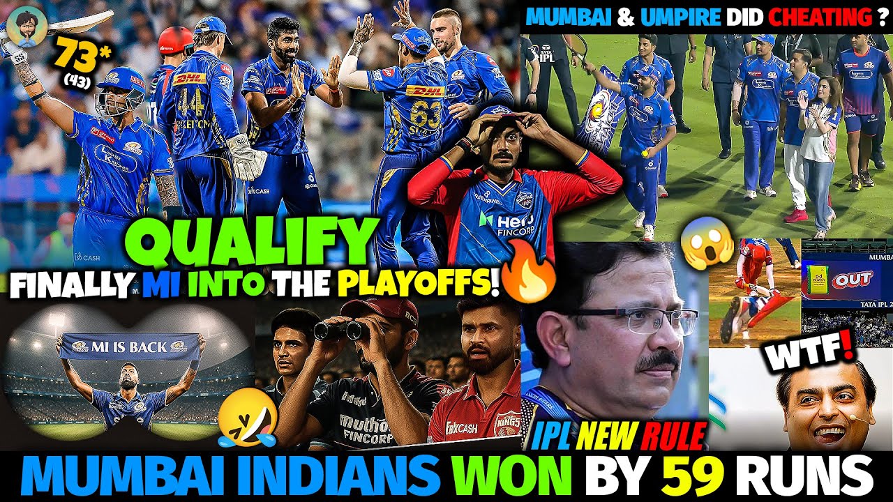 Finally MI Qualify For Playoffs 🔥 DC The Real Chokers 🤡 IPL New Rules 🚨 MI vs DC Highlights