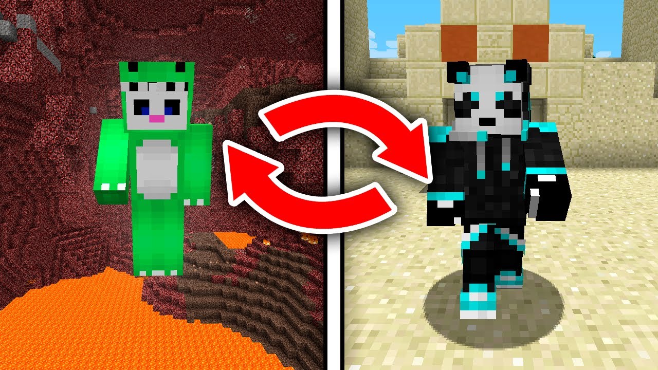 Minecraft pero CADA 5 MINUTOS CAMBIAMOS LUGAR!!