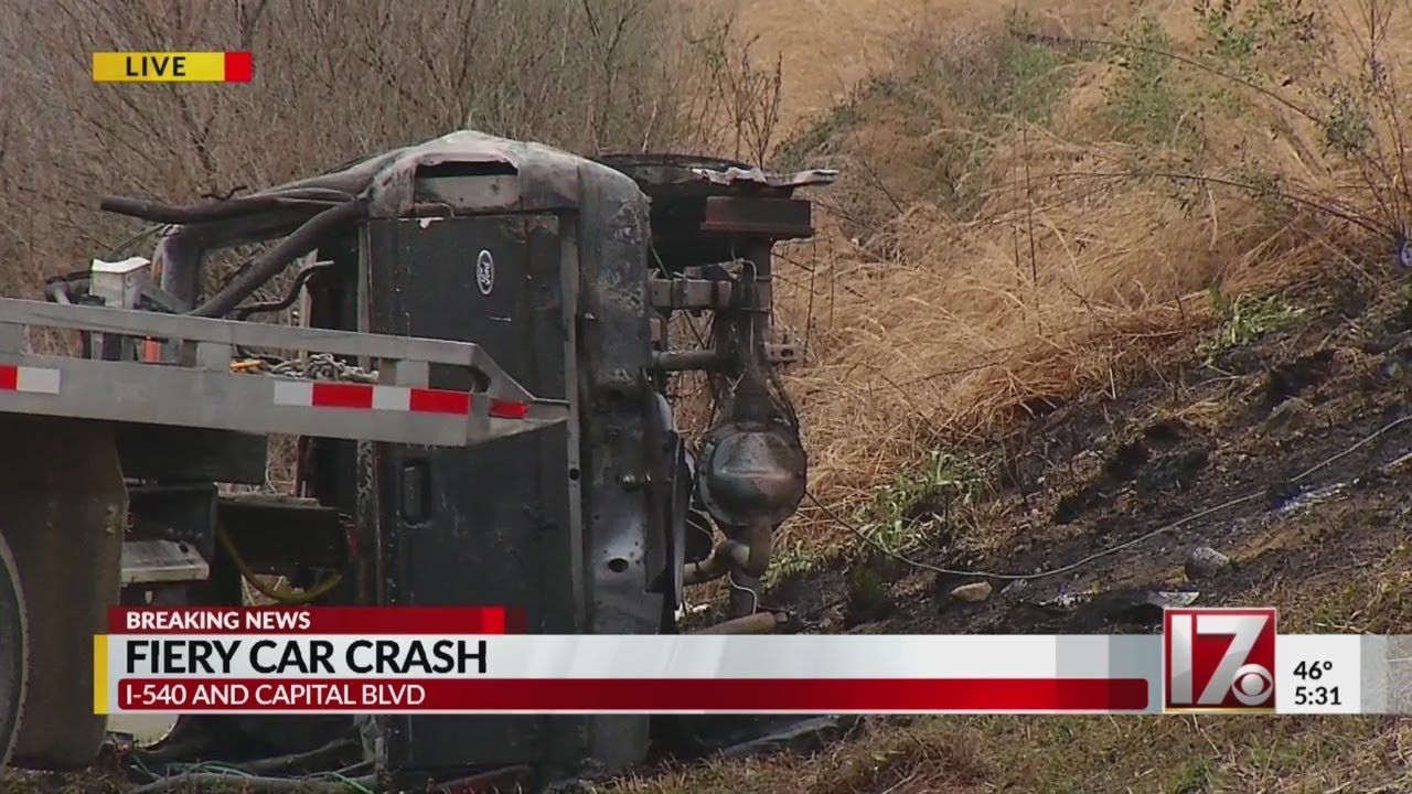 Driver walks away after truck flips, catches fire along I-540 near ...