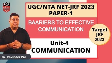 UGC NET Paper-1 | Communication | Barriers to effective Communication | Reliant UGC NET